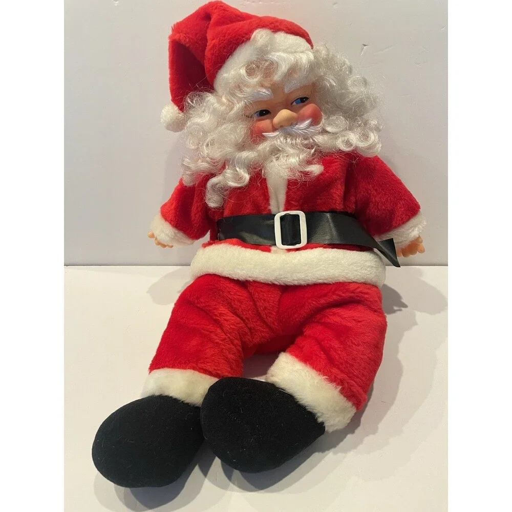 Vintage LARGE SANTA CLAUS plush doll stuffed rubber face vintage retro
